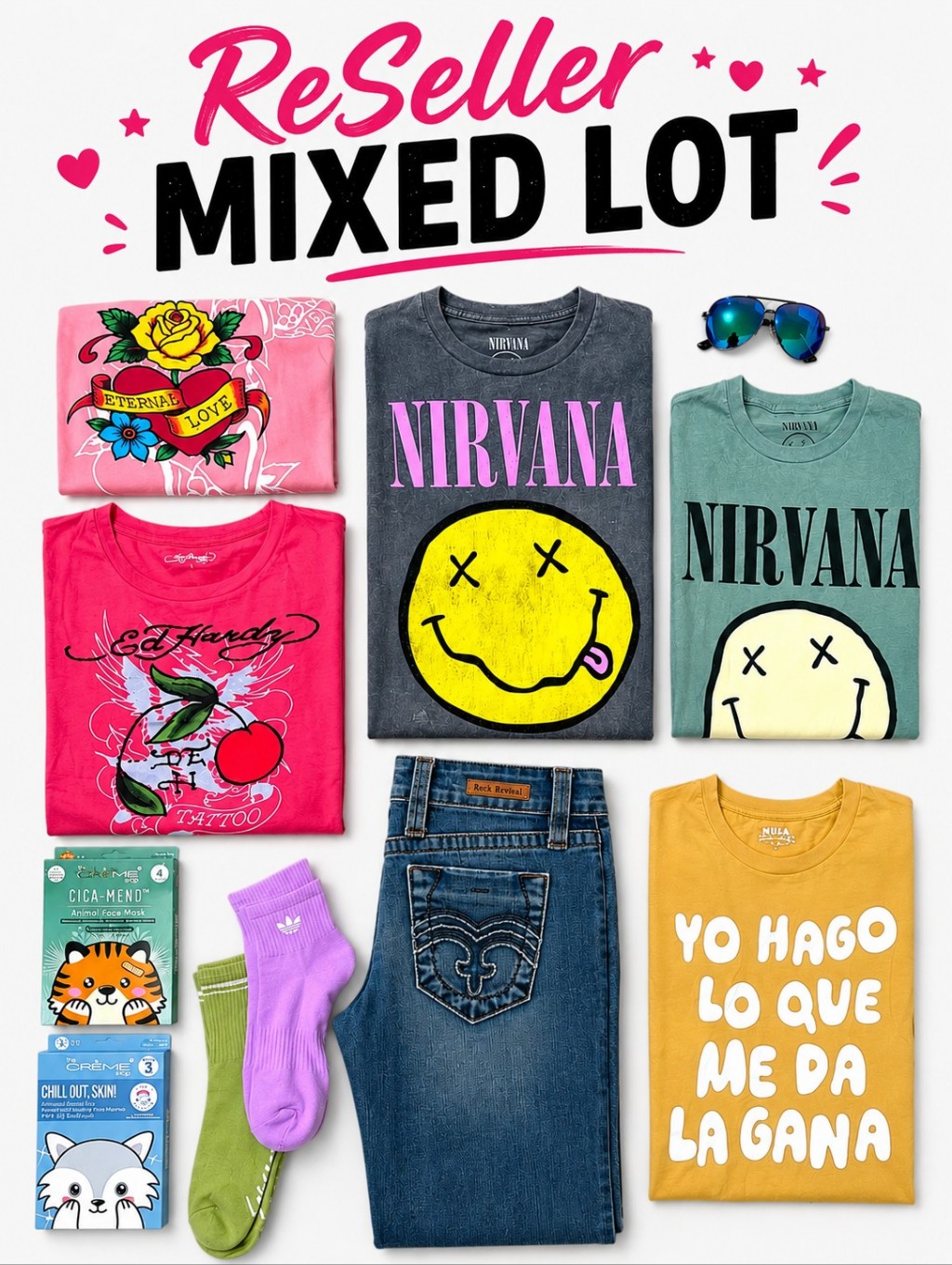 11pc Y2k Bundle | Ed Hardy Nirvana Rock Revival Hija De Tu Madre & More